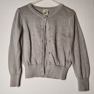 Girls Grey Sparkly Sweater with Rhinestone Buttons